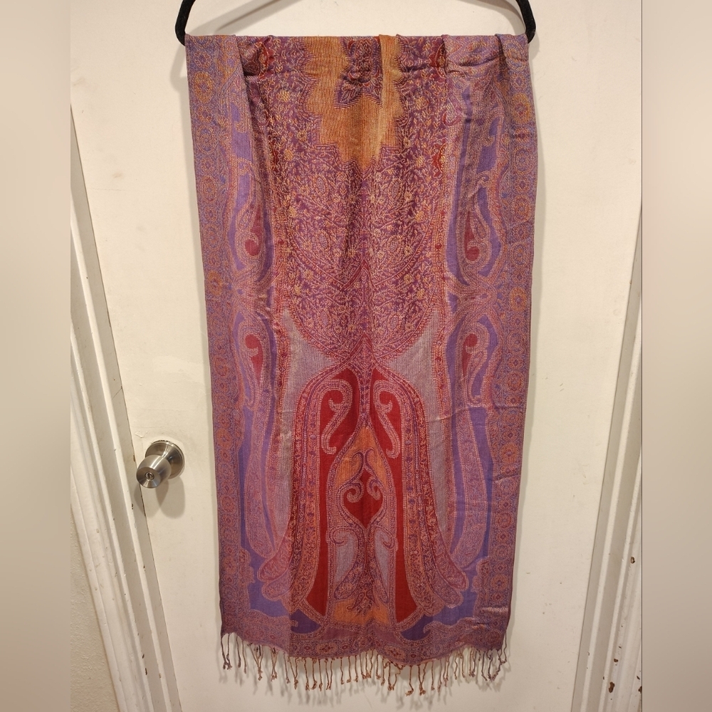 Collection Eighteen Women's Purple Multicolor Tapestry Rectangle Scarf Multi Use